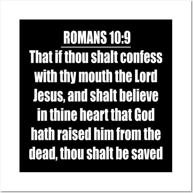 ROMANS 10:9 King James Version (KJV) Bible Verse Typography Wall Art by Holy Bible Verses